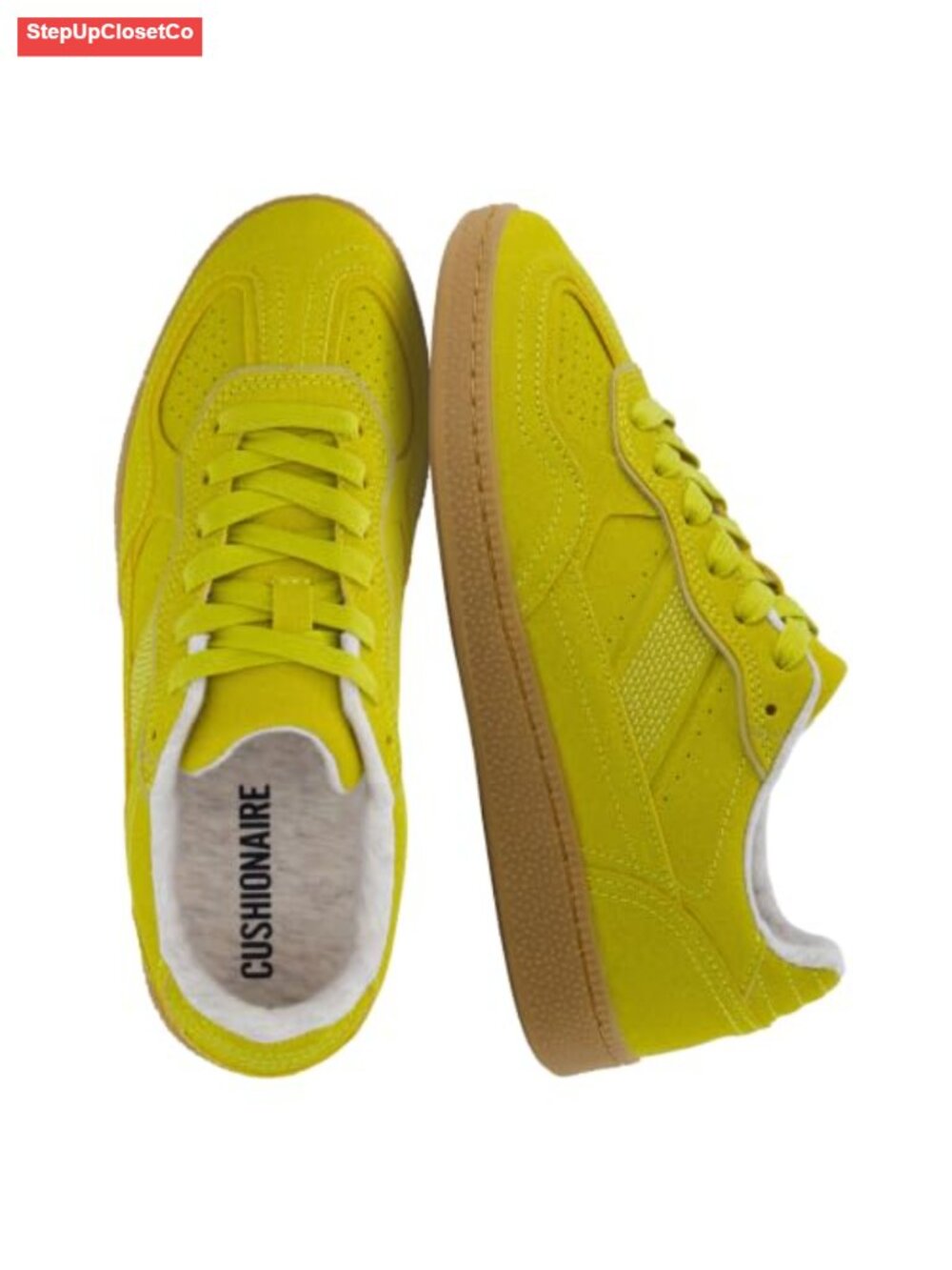 CUSHIONAIRE Bettina Vegan Suede Low Top Lace Up Sneaker Gum Sole